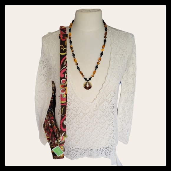 Talbots Petite VNeck 100% Mercerized All Season Cotton Sweater L Free Gi… - Picture 3 of 10